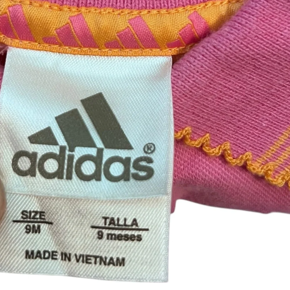 Adidas Baby Girl Polo Dress Pink Orange Trim Size 9 Months‎